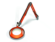 Green-Lite® 6" Brilliant Orange Round LED Magnifier; 43" Reach; Table Edge Clamp - USA Tool & Supply