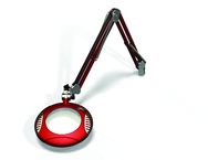 Green-Lite® 6" Blazing Red Round LED Magnifier; 43" Reach; Table Edge Clamp - USA Tool & Supply