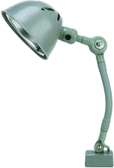 9" Uniflex Machine Lamp; 120V, 60 Watt Incandescent Light, Magnetic Base, Oil Resistant Shade, Gray Finish - USA Tool & Supply