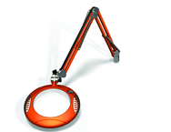 Green-Lite® 7-1/2" Brilliant Orange Round LED Magnifier; 43" Reach; Table Edge Clamp - USA Tool & Supply