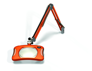 Green-Lite® 7" x 5-1/4"Brilliant Orange Rectangular LED Magnifier; 43" Reach; Table Edge Clamp - USA Tool & Supply