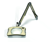 Green-Lite® 7" x 5-1/4"Shadow White Rectangular LED Magnifier; 43" Reach; Table Edge Clamp - USA Tool & Supply