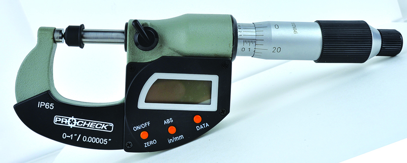 IP65 Electronic Micrometer - 0-1"/24.4mm Range - .00005"/.001mm Resolution - Output S4 Connector (Not IP) - USA Tool & Supply