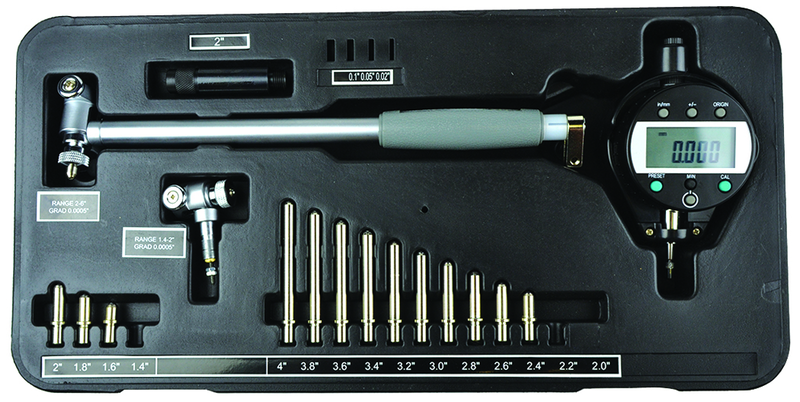 1.4-6" Absolute Electronic Bore Gage- .00005"/.001mm Resolution - Output L5 Connector - Extended Range - USA Tool & Supply