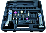 #2060 - Pneumatic Cut-Off Tool & Right Angle Grinder Kit - Includes: 1) each: Angle Die Grinder with collets; 3" Cut-Off Tool; Air Fitting (3) Cut-Off Wheels; (10) Mounted Points; (3) Spanner Wrenches; and Case - USA Tool & Supply