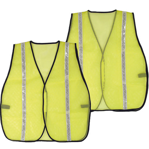 Universal Mesh Vest; Hi-Vis Lime Green, Velcro Closure - One Size Fits Most - USA Tool & Supply