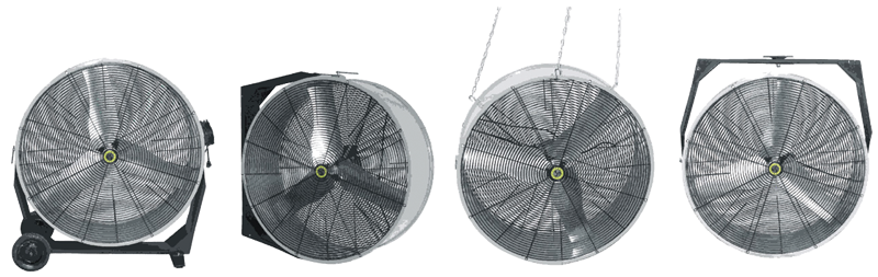 30" Hanging / Ceiling / Wall / Portable Direct Drive 4-in-1 Fan - USA Tool & Supply