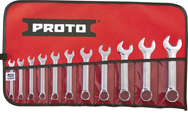 Proto® 11 Piece Full Polish Short Combination Wrench Set - 12 Point - USA Tool & Supply