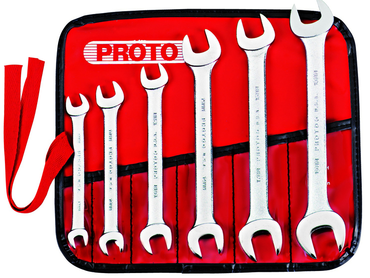 Proto® 6 Piece Satin Metric Open-End Wrench Set - USA Tool & Supply