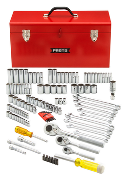 Proto® 1/4", 3/8" & 1/2" Drive 125 Piece Socket Set- 6, 8 & 12 Point w/ box J9975R - USA Tool & Supply