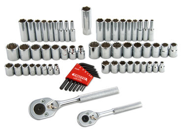 Proto® 1/4" & 3/8" Drive 63 Piece Socket Set- 6 & 12 Point- Tools Only - USA Tool & Supply