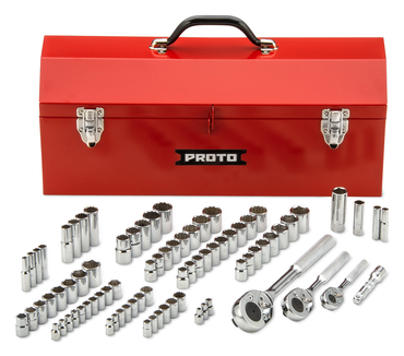 Proto® 1/4", 3/8", & 1/2" Drive 81 Piece Socket Set- 6 & 12 Point w/ Box J9971R - USA Tool & Supply
