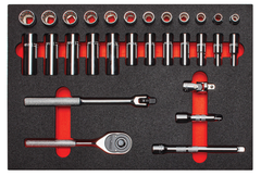 Proto® Foamed 3/8" Drive 29 Piece Combination Socket Set w/ Classic Pear Head Ratchet - Full Polish - 12 Point - USA Tool & Supply