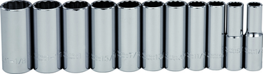 Proto® 1/2" Drive 11 Piece Deep Socket Set - 12 Point - USA Tool & Supply