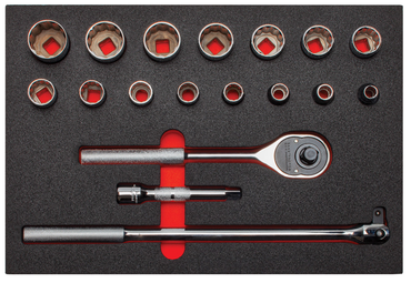 Proto® Foamed 1/2" Drive 18 Piece Socket Set w/ Classic Pear Head Ratchet - Full Polish - 12 Point - USA Tool & Supply