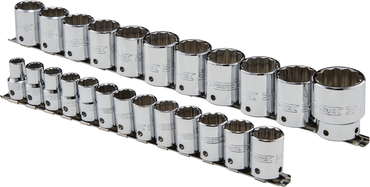 Proto® Tether-Ready 1/2" Drive 24 Piece Metric Socket Set - 12 Point - USA Tool & Supply