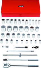 Proto® 3/4" Drive 42 Piece Combination Socket Set - 12 and 6 Point - USA Tool & Supply