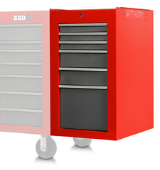 Proto® 550S Side Cabinet - 6 Drawer, Safety Red and Gray - USA Tool & Supply