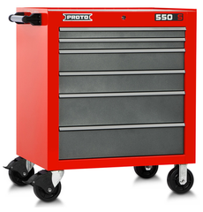 Proto® 550S 34" Roller Cabinet - 6 Drawer, Safety Red and Gray - USA Tool & Supply