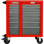 Proto® 550S 34" Roller Cabinet with Removable Lock Bar- 8 Drawer- Safety Red & Gray - USA Tool & Supply