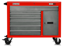 Proto® 550S 50" Workstation - 7 Drawer & 1 Shelf, Safety Red and Gray - USA Tool & Supply