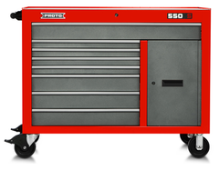 Proto® 550S 50" Workstation - 8 Drawer & 1 Shelf, Safety Red and Gray - USA Tool & Supply