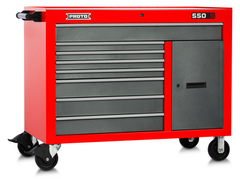 Proto® 550S 50" Workstation - 8 Drawer & 2 Shelves, Safety Red and Gray - USA Tool & Supply