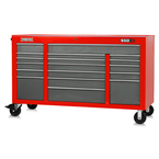 Proto® 550E 67" Power Workstation - 18 Drawer, Safety Red and Gray - USA Tool & Supply