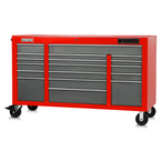 Proto® 550E 67" Front Facing Power Workstation w/ USB - 18 Drawer, Safety Red and Gray - USA Tool & Supply