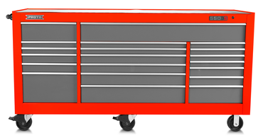 Proto® 550E 88" Power Workstation - 18 Drawer, Safety Red and Gray - USA Tool & Supply