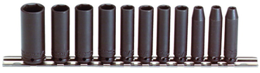 Proto® 1/4" Drive 11 Piece Deep Impact Socket Set - 6 Point - USA Tool & Supply