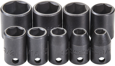 Proto® 3/8" Drive 9 Piece Impact Socket Set - 6 Point - USA Tool & Supply