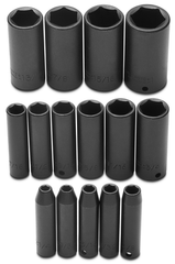 Proto® 3/8" Drive 15 Piece Deep Impact Socket Set - 6 Point - USA Tool & Supply