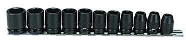 Proto® 3/8" Drive 11 Piece Metric Impact Socket Set - 6 Point - USA Tool & Supply