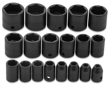 Proto® 3/8" Drive 19 Piece Metric Impact Socket Set - 6 Point - USA Tool & Supply