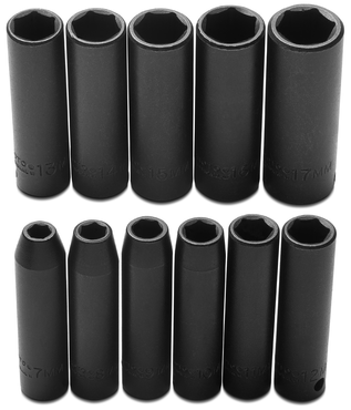 Proto® 3/8" Drive 11 Piece Metric Deep Impact Socket Set - 6 Point - USA Tool & Supply