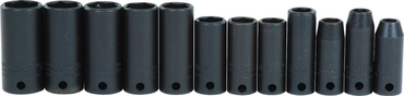 Proto® 3/8" Drive 12 Piece Metric Thin Wall Deep Impact Socket Set - 6 Point - USA Tool & Supply