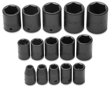 Proto® 1/2" Drive 15 Piece Impact Socket Set - 6 Point - USA Tool & Supply