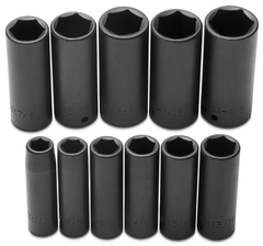 Proto® 1/2" Drive 11 Piece Deep Impact Socket Set - 6 Point - USA Tool & Supply