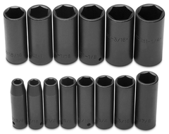 Proto® 1/2" Drive 15 Piece Deep Impact Socket Set - 6 Point - USA Tool & Supply