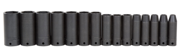 Proto® 1/2" Drive 15 Piece Deep Thin Wall Impact Socket Set - 6 Point - USA Tool & Supply