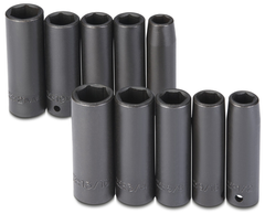 Proto® 1/2" Drive 10 Piece Fractional & Metric Impact Socket Set - 6 Point - USA Tool & Supply