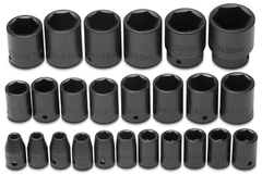 Proto® 1/2" Drive 25 Piece Metric Impact Socket Set - 6 Point - USA Tool & Supply