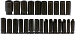 Proto® 1/2" Drive 25 Piece Metric Deep Impact Socket Set - 6 Point - USA Tool & Supply