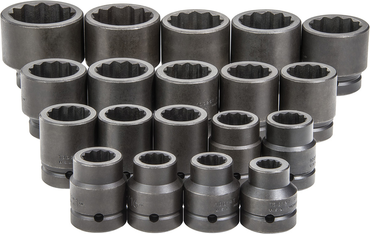 Proto® 1" Drive 19 Piece Impact Socket Set - 12 Point - USA Tool & Supply