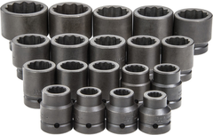 Proto® 1" Drive 19 Piece Impact Socket Set - 12 Point - USA Tool & Supply