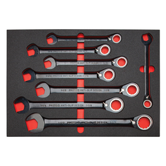 Proto® Foamed 20 Piece Reversible Ratcheting Combination Wrench Set - Black Chrome- Spline - USA Tool & Supply