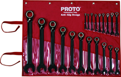 Proto® 20 Piece Black Chrome Reversible Combination Ratcheting Wrench Set - Spline - USA Tool & Supply