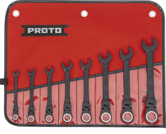 Proto® 8 Piece Black Chrome Combination Locking Flex-Head Ratcheting Wrench Set - Spline - USA Tool & Supply