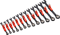 Proto® Tether-Ready 13 Piece Black Chrome Reversible Combination Ratcheting Wrench Set - Spline - USA Tool & Supply